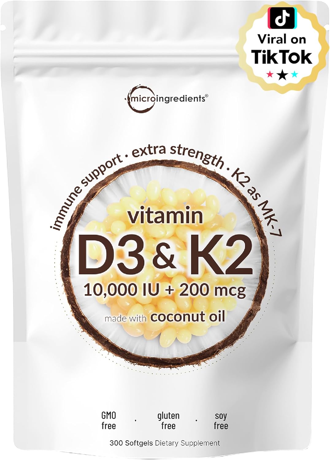 Micro Ingredients Vitamin D3 10,000iu + K2 200mcg Softgels & Pure Triple Magnesium Complex 400mg Capsules | 2 Pack Bundle | Essential D & K Sunshine Vitamins | Glycinate, Malate, & Taurate Forms - PrimeBioHealth - canada supplements