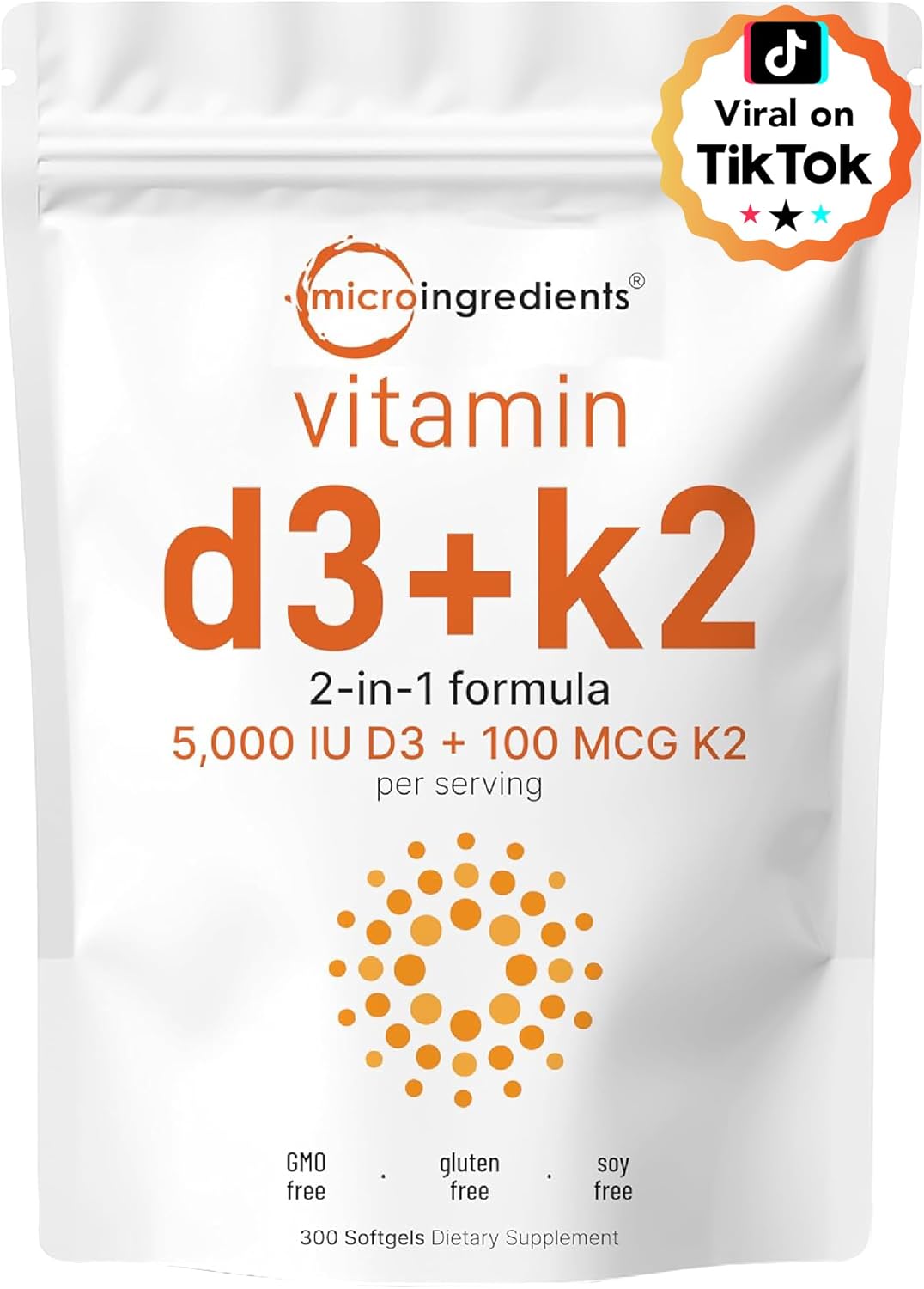 Micro Ingredients Vitamin D3 5,000iu + K2 100mcg Softgels & Pure Triple Magnesium Complex 400mg Capsules | 2 Pack Bundle | Essential D & K Sunshine Vitamins | Glycinate, Malate, & Taurate Forms - PrimeBioHealth - canada supplements