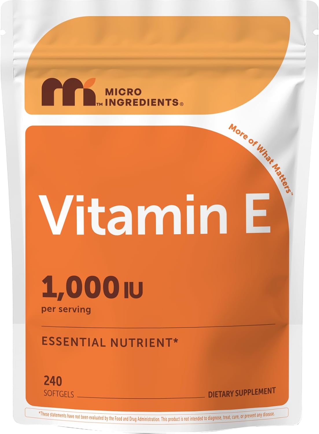 Micro Ingredients Vitamin E 1000 IU (450 mg) Per Serving, 240 Softgels | Daily Vitamin E Supplement | 4-Month Supply | Non-GMO, Gluten Free - PrimeBioHealth - canada supplements