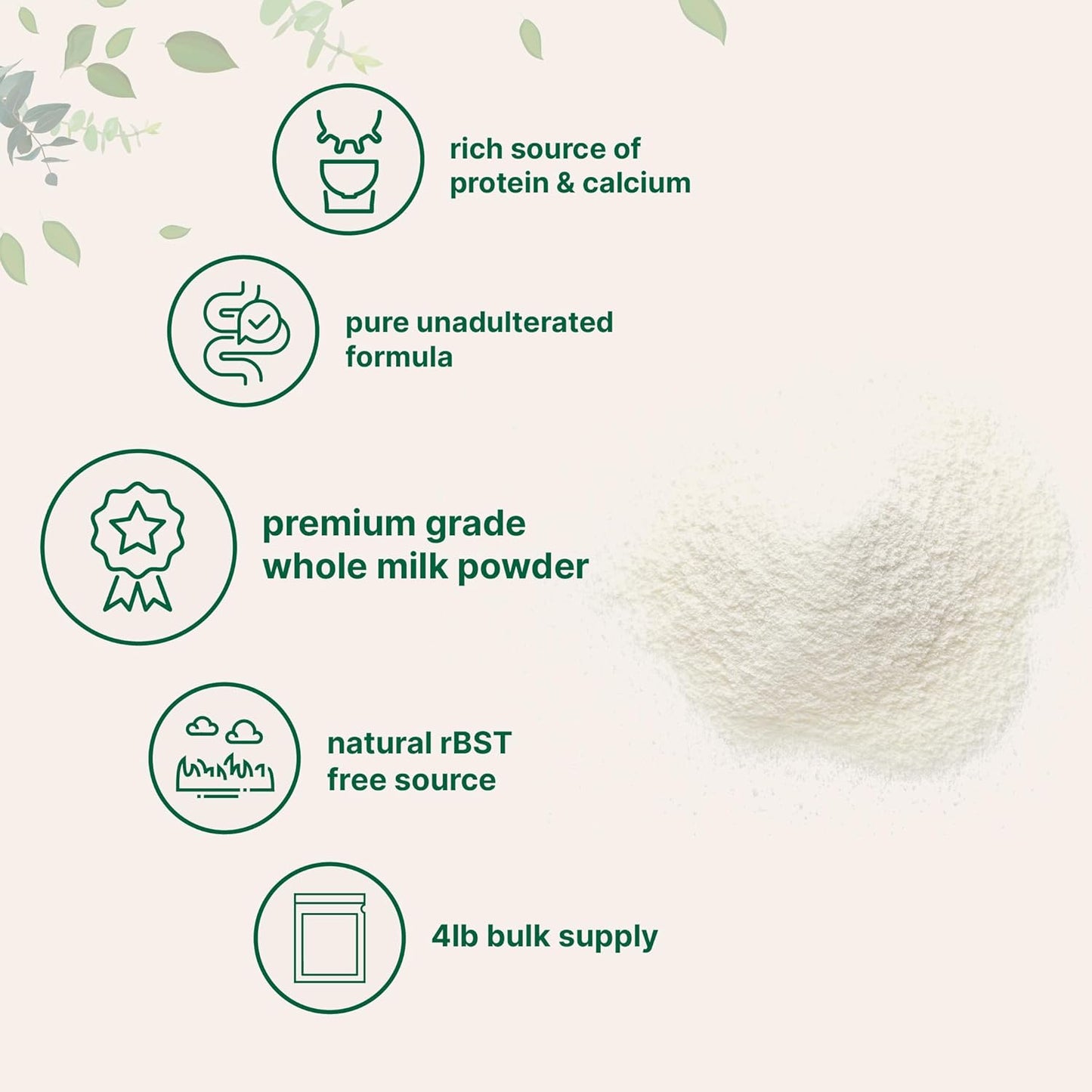 Micro Ingredients Whole Milk Powder, 4 lb | Pasture-Raised, rBST-Free | Pure & Rich in Protein | Ideal for Baking & Everyday Use | Non-GMO, Gluten-Free, Premium Grade - PrimeBioHealth - canada supplements