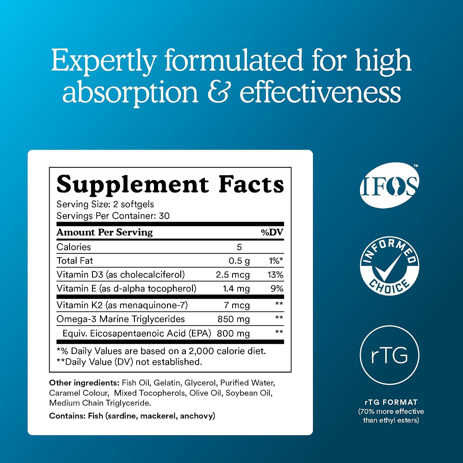 MitoQ Advanced EPA Omega-3 – High-Purity 800mg EPA Fish Oil Supplement | with Vitamin K2, D3, E | Cardiovascular, Brain, Cellular Support | No Fishy Aftertaste | 60 Softgels - PrimeBioHealth - canada supplements