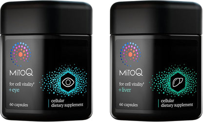 MitoQ +Liver & +Eye Bundle: Advanced Antioxidant Supplements for Metabolism, Detox & Blue Light Protection | Supports Liver Health, Eye Vitality & Natural Detox (2 x 60 Capsules) - PrimeBioHealth - canada supplements