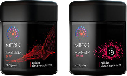 MitoQ Ultimate Antioxidant Bundle: Mitochondria-Targeted and Heart Health Antioxidant Supplements | Supports Cellular Longevity, Cardiovascular Health, Energy, and Healthy Aging (2 x 60 Capsules) - PrimeBioHealth - canada supplements