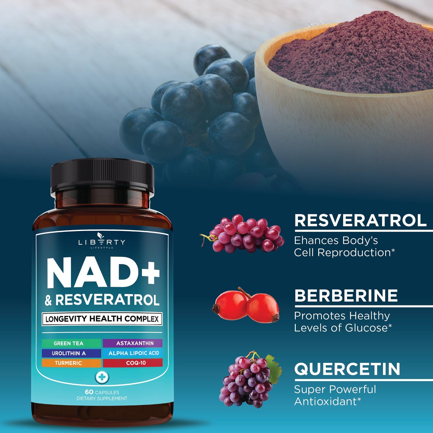 NAD+ Supplement Complex – NAD+ 300 mg with Astaxanthin, Urolithin A, Resveratrol, CoQ10 & Antioxidant Blend – Cellular Energy, Mitochondrial Support or Women & Men – Vegan, Non-GMO- 120 Capsules - PrimeBioHealth - canada supplements