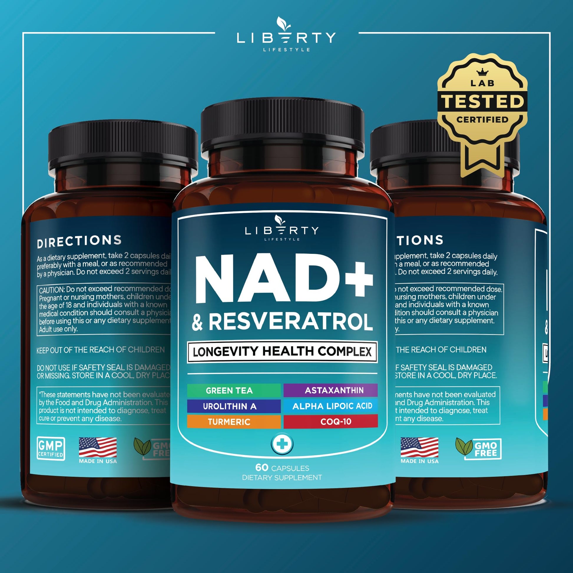 NAD+ Supplement Complex – NAD+ 300 mg with Astaxanthin, Urolithin A, Resveratrol, CoQ10 & Antioxidant Blend – Cellular Energy, Mitochondrial Support or Women & Men – Vegan, Non-GMO- 120 Capsules - PrimeBioHealth - canada supplements