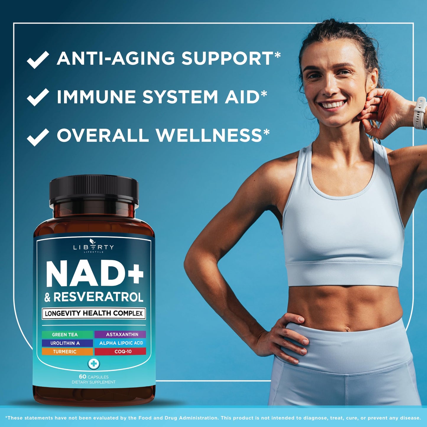 NAD+ Supplement Complex – NAD+ 300 mg with Astaxanthin, Urolithin A, Resveratrol, CoQ10 & Antioxidant Blend – Cellular Energy, Mitochondrial Support or Women & Men – Vegan, Non-GMO- 120 Capsules - PrimeBioHealth - canada supplements
