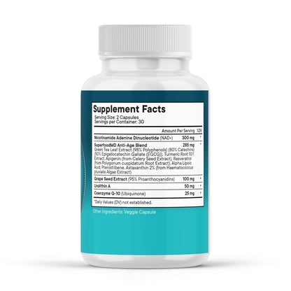 NAD+ Supplement Liposomal + Resveratrol for Women & Men, Astaxanthin, CoQ10, Alpha Lipoic Acid, Green Tea - 120 Count - PrimeBioHealth - canada supplements