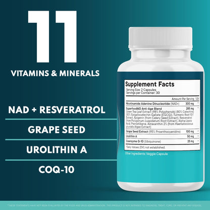 NAD+ Supplement Liposomal + Resveratrol for Women & Men, Astaxanthin, CoQ10, Alpha Lipoic Acid, Green Tea - 120 Count - PrimeBioHealth - canada supplements