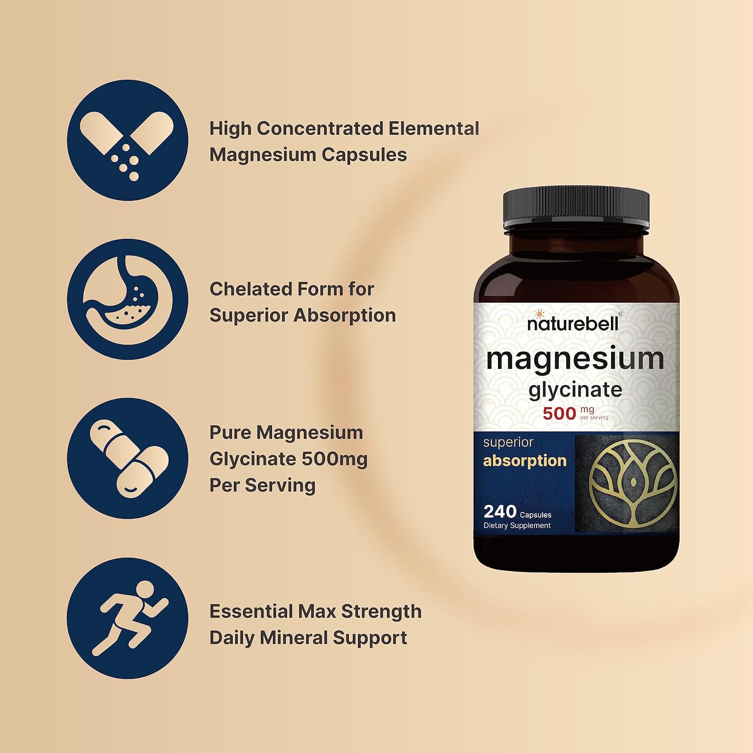 NatureBell Magnesium Glycinate Capsules 500mg & Myco Guardians 10 in 1 Mushroom Powder 10oz Bundle Pack | Chelated & Purified Mineral | Immune Booster & Brain Health Support - PrimeBioHealth - canada supplements