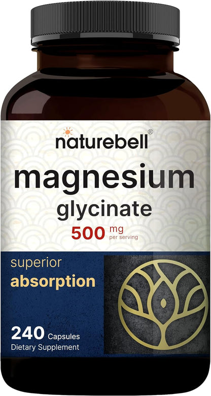 NatureBell Magnesium Glycinate Capsules 500mg & Myco Guardians 10 in 1 Mushroom Powder 10oz Bundle Pack | Chelated & Purified Mineral | Immune Booster & Brain Health Support - PrimeBioHealth - canada supplements