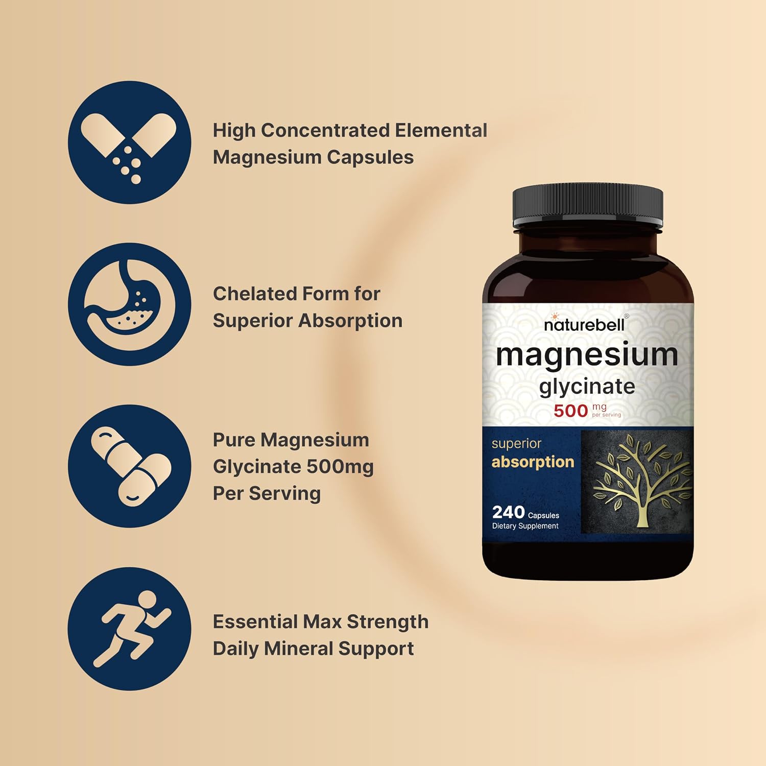 NatureBell Magnesium Glycinate Capsules 500mg & Vaginal Probiotics for Women in Veggie Capsules | Bundle Pack | Chelated & Purified Mineral | 10 Strains & 10 Billion CFU - PrimeBioHealth - canada supplements