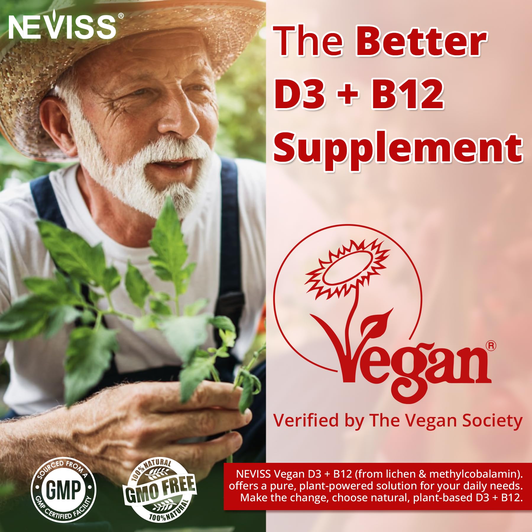 NEVISS 2Pack Vegan Vitamin D3 + Vitamin B12 Gummies, High Potency D3 5000IU & 1000 mcg Methylated B12, Vitamin D3 and B12 for Adults, Support Bone Health, Immune & Energy Supplement, 120 Count - PrimeBioHealth - canada supplements