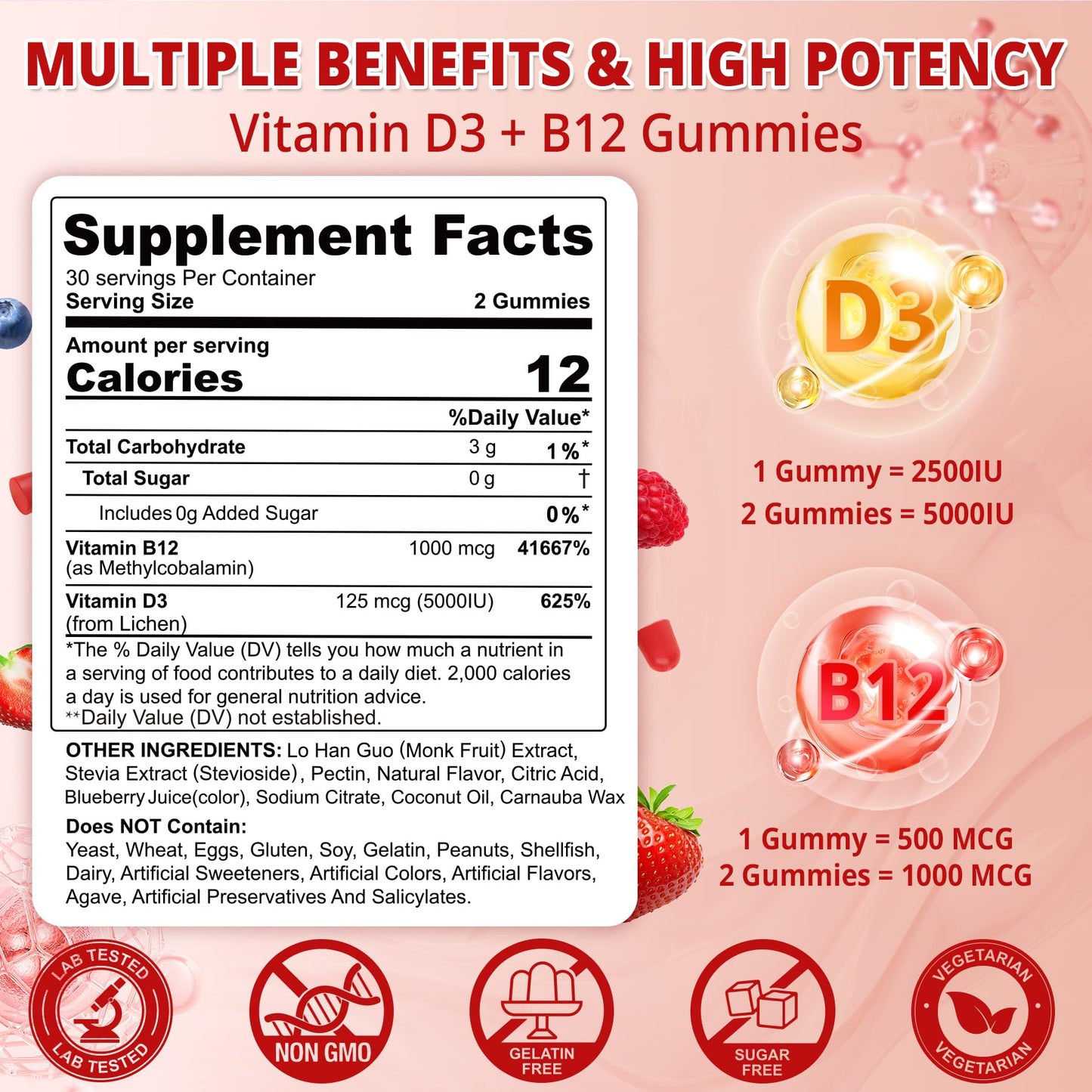 NEVISS 2Pack Vegan Vitamin D3 + Vitamin B12 Gummies, High Potency D3 5000IU & 1000 mcg Methylated B12, Vitamin D3 and B12 for Adults, Support Bone Health, Immune & Energy Supplement, 120 Count - PrimeBioHealth - canada supplements