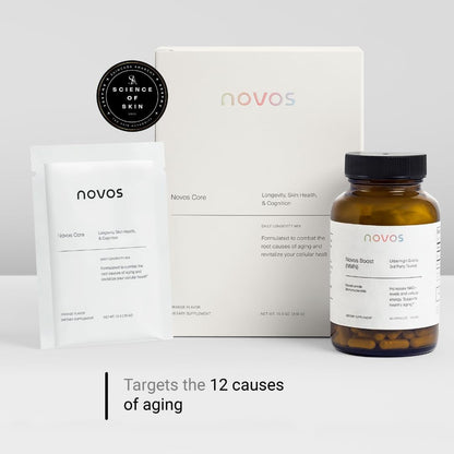 Novos Core Orange + Vital Chews + Boost NMN – Advanced Longevity System | Drink Mix, Chews & Capsules for Cellular Energy, Organ Health & DNA Support - PrimeBioHealth - canada supplements