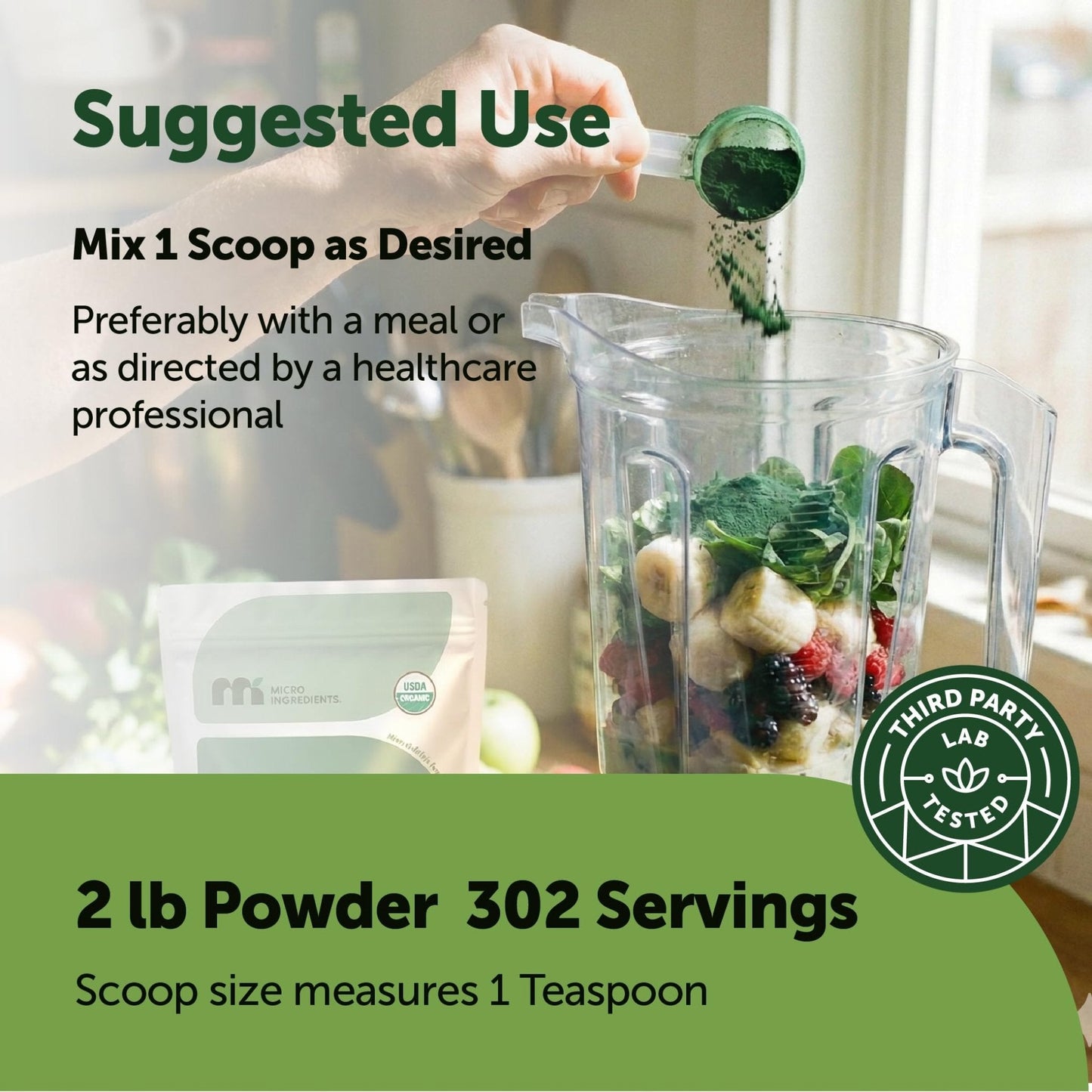 Organic Spirulina Powder, 1lb | Blue-Green Algae, Naturally Occurring Vegan Protein, Vitamins & Minerals | Source of Natural Chlorophyll & Enzymes | Non-GMO, Gluten-Free, No Additives - PrimeBioHealth - canada supplements