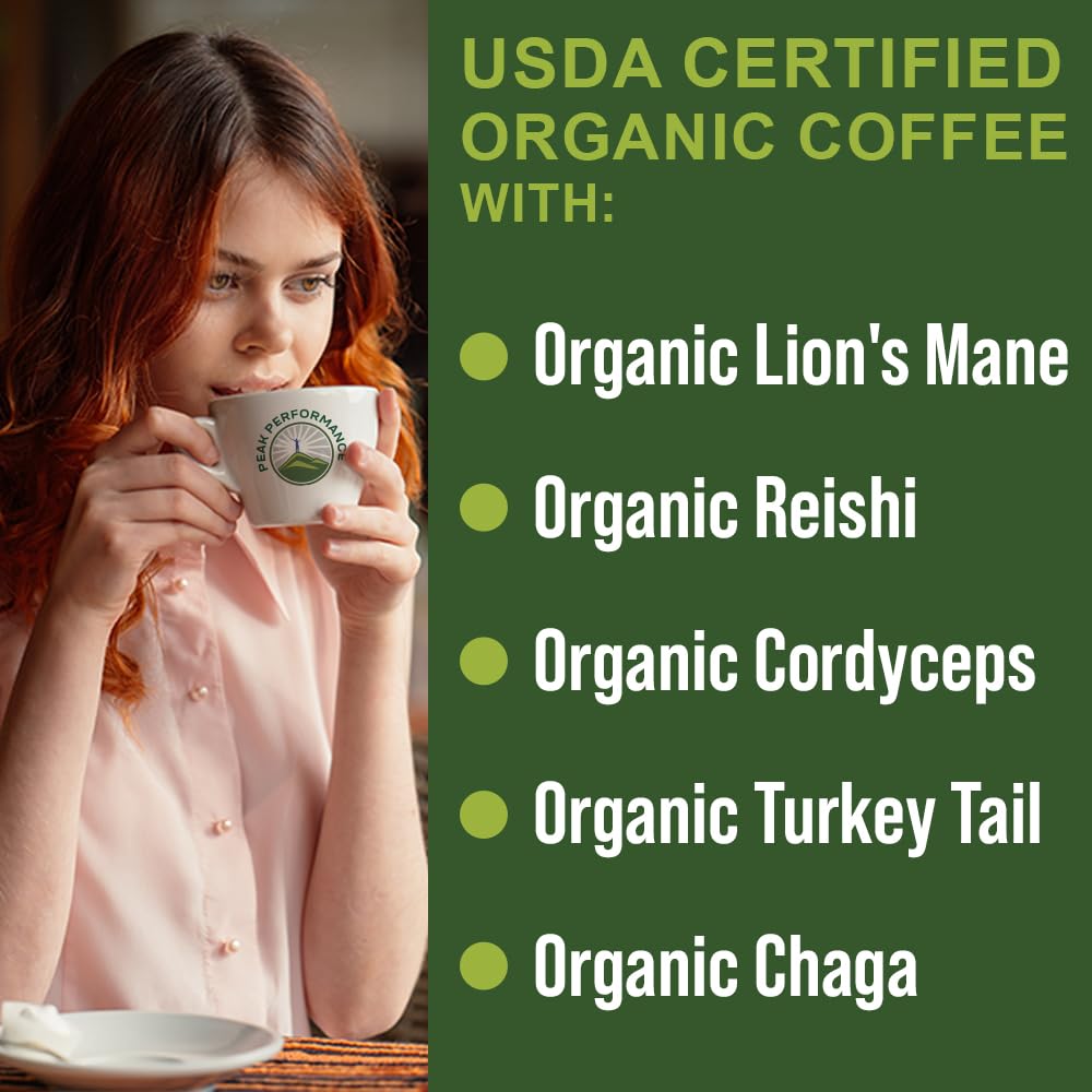 Peak Performance High Altitude Organic Coffee - Fair Trade, Low Acid, Non GMO, and Beans Full of Antioxidants - Medium Roast Smooth Tasting USDA Certified Organic Ground Coffee Bag 12 oz - PrimeBioHealth - canada supplements