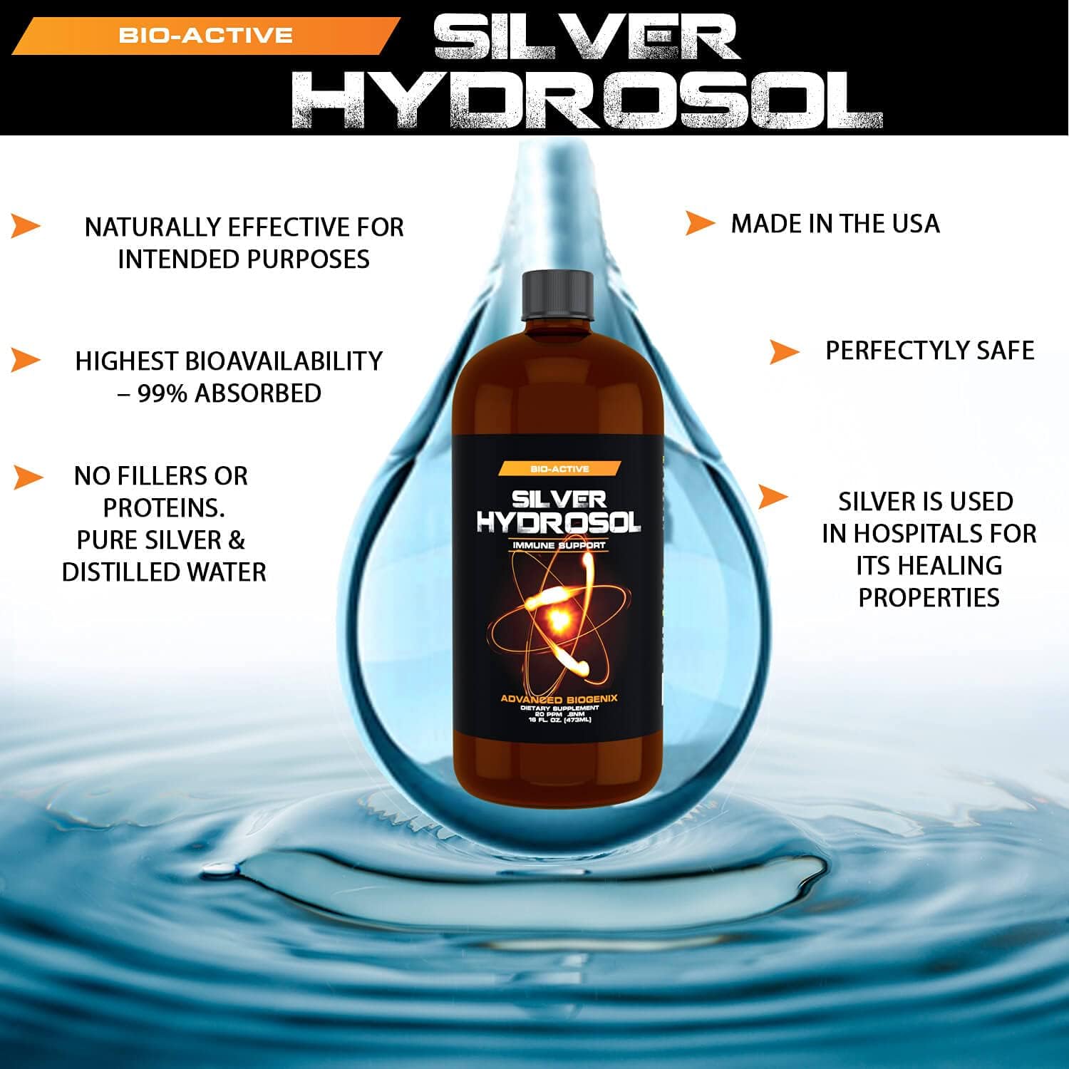 Pharmacist Recommended 16 oz Advanced Bionetix Colloidal Silver Hydrosol, All Natural & Promotes A Healthy Immune System. Colloidal Silver That Actually Works! - PrimeBioHealth - canada supplements