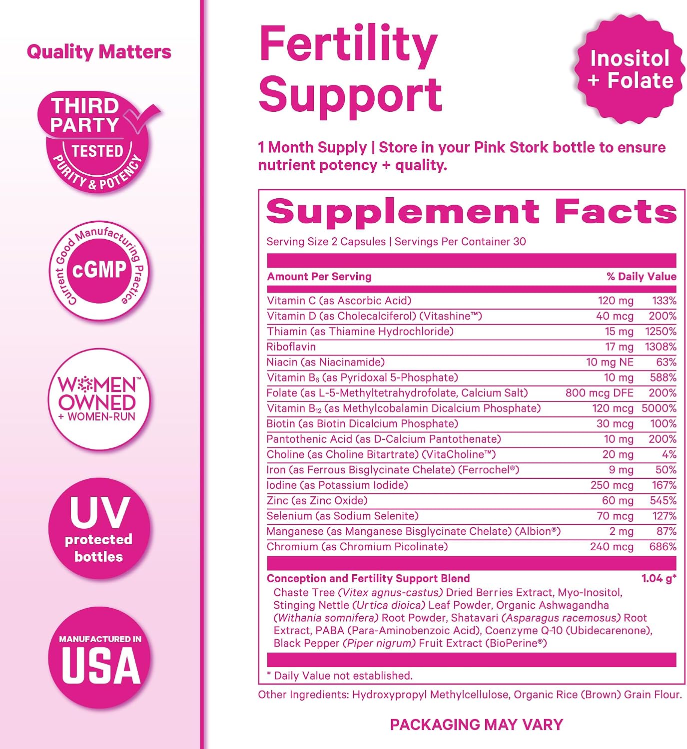 Pink Stork Fertility Bundle for Women – Conception Tea + Prenatal Vitamin Support with Inositol, Vitex, Folate & Ashwagandha – Supports Hormone Balance, Cycle Health & Preconception Wellness - PrimeBioHealth - canada supplements