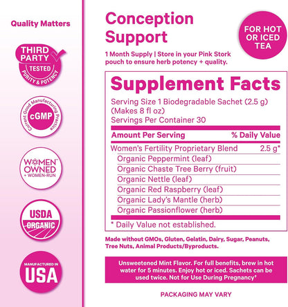 Pink Stork Fertility Bundle for Women – Conception Tea + Prenatal Vitamin Support with Inositol, Vitex, Folate & Ashwagandha – Supports Hormone Balance, Cycle Health & Preconception Wellness - PrimeBioHealth - canada supplements