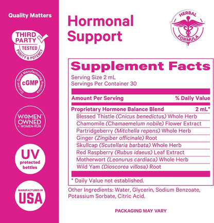 Pink Stork Hormone Balance Drops for Women - 2oz, 30 Servings | Supports Hormonal Health, PMS, Perimenopause & Mood, with Red Raspberry Leaf & Wild Yam - Liquid Supplement - Vegan - PrimeBioHealth - canada supplements