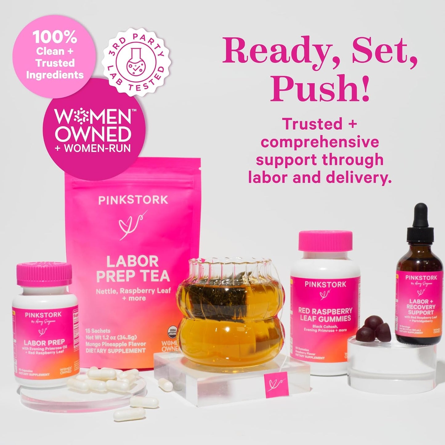 Pink Stork Labor Prep Supplement – Evening Primrose Oil & Red Raspberry Leaf for Third Trimester, Gentle Labor & Postpartum Support, Pregnancy & Breastfeeding Safe, 60 Vegan Capsules - PrimeBioHealth - canada supplements