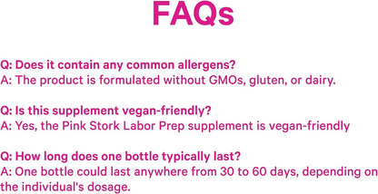 Pink Stork Labor Prep Supplement – Evening Primrose Oil & Red Raspberry Leaf for Third Trimester, Gentle Labor & Postpartum Support, Pregnancy & Breastfeeding Safe, 60 Vegan Capsules - PrimeBioHealth - canada supplements