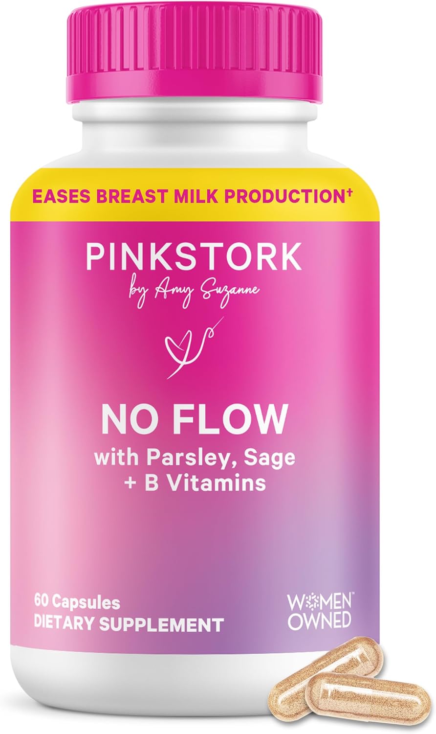 Pink Stork No Flow: Dry Up Breast Milk Supply with Sage, Parsley, and B Vitamins, Postpartum Essentials for Women to Stop Breastfeeding and Decrease Milk Production, 60 Capsules - PrimeBioHealth - canada supplements