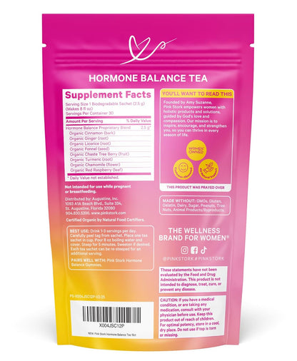 Pink Stork Organic Hormone Balance Tea for Women, Cinnamon, 30 Servings | Red Raspberry Leaf & Chasteberry (Vitex), Organic Herbal Tea, PMS, Menstrual Cycle + Perimenopause Support - PrimeBioHealth - canada supplements