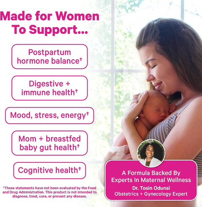 Pink Stork Probiotics for Postnatal Women - 30 Billion CFUS with Ashwagandha and Chamomile, Postpartum Essentials for Hormone Balance, Mood Support, Gut Health, Digestive Wellness, 30 Capsules - PrimeBioHealth - canada supplements