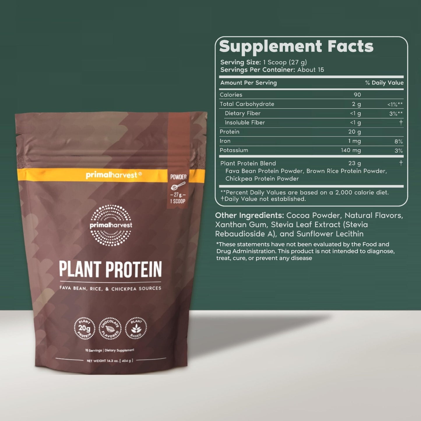 Primal Harvest Protein - Vegan Chocolate Protein Powder, Gluten & Dairy Free - PrimeBioHealth - canada supplements