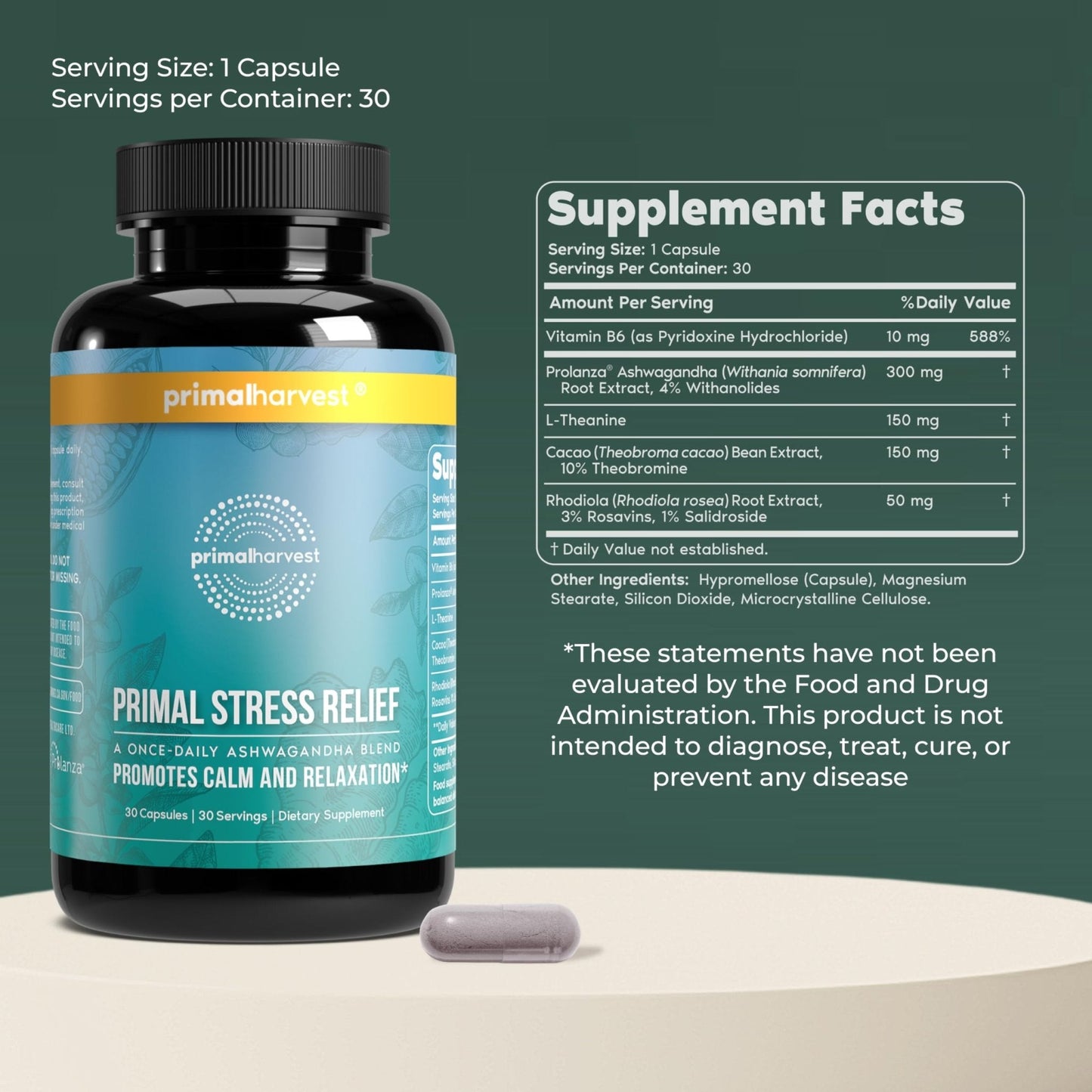Primal Harvest Stress Relief – Daily Supplement, Gluten, Soy & Dairy Free - PrimeBioHealth - canada supplements