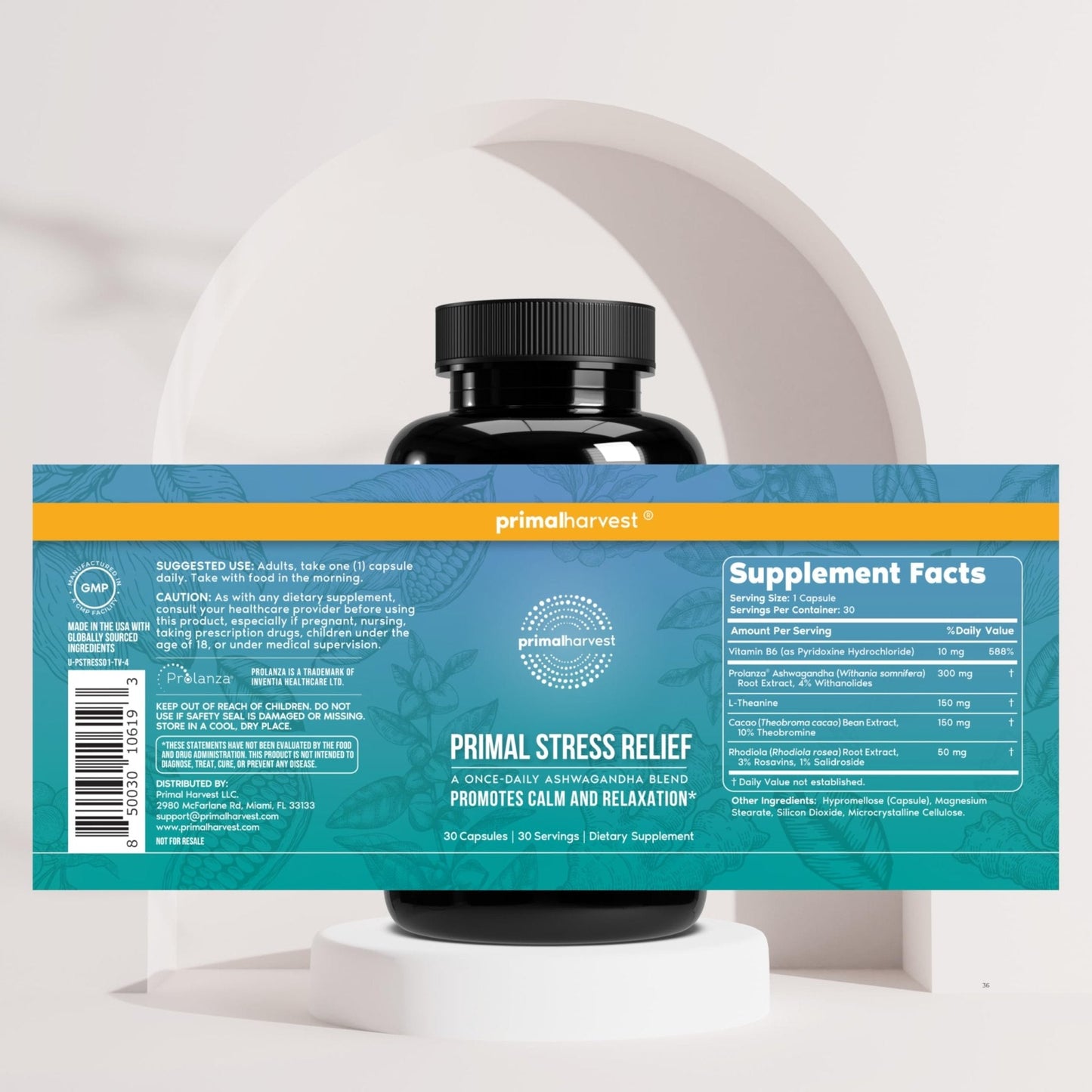 Primal Harvest Stress Relief – Daily Supplement, Gluten, Soy & Dairy Free - PrimeBioHealth - canada supplements