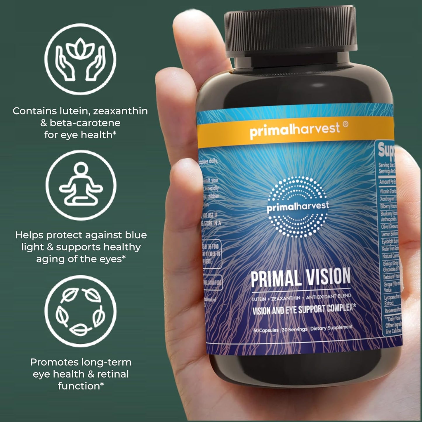 Primal Harvest Vision – Daily Vegetarian Friendly Supplement, Gluten & Dairy Free - PrimeBioHealth - canada supplements