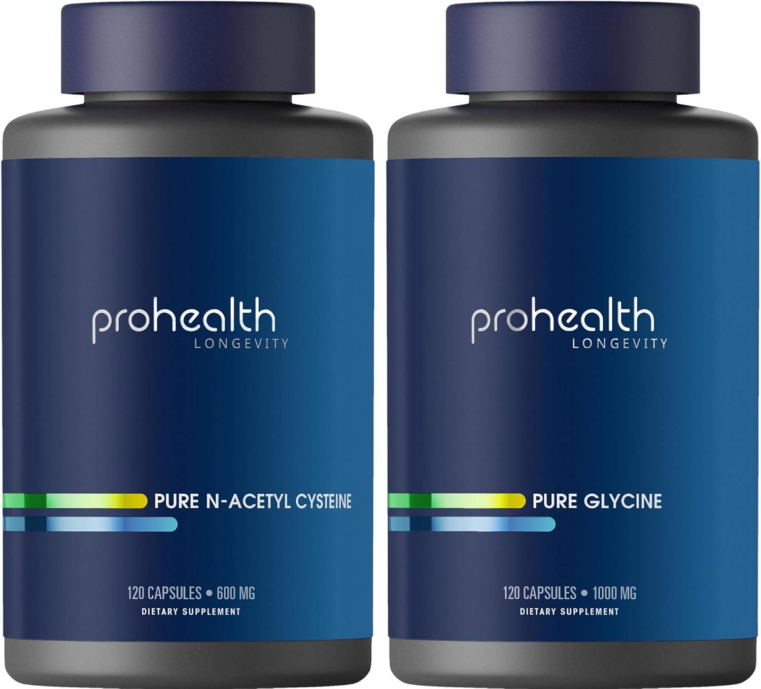 ProHealth Pure Glycine 1000 mg, 120 Capsules + Pure N-Acetyl Cysteine (NAC) 600 mg, 120 Capsules Pack - PrimeBioHealth - canada supplements