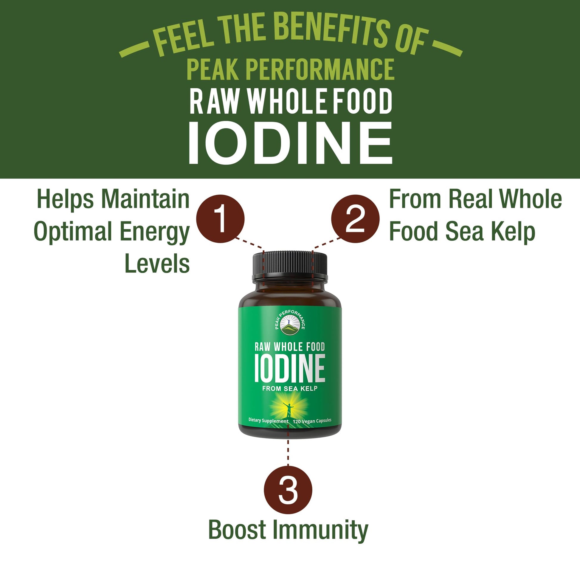 Raw Whole Food Iodine Supplement from Organic Kelp (Ascophyllum Nodosum) by Peak Performance. Potassium Iodide Support Tablets. for Metabolism, Energy, and Immune. 60 Vegan Capsules, Pills - PrimeBioHealth - canada supplements