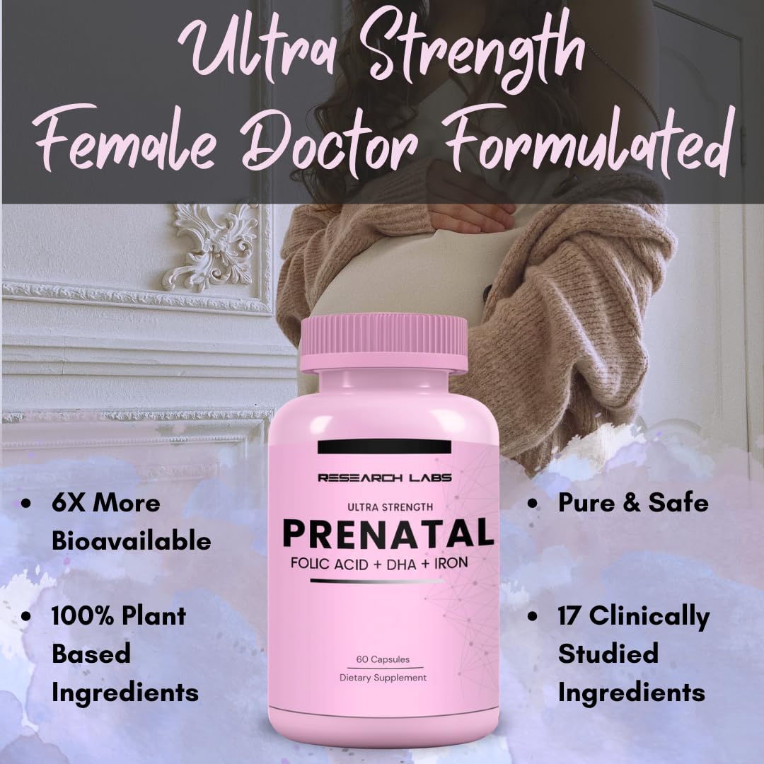Research Labs Prenatal Vitamins for Women 2 Fer 1 Ad: 6X More Bioavailable Methylated Folate Folic Acid MTHF 5 | Supports Brain Development, Healthy Growth - PrimeBioHealth - canada supplements