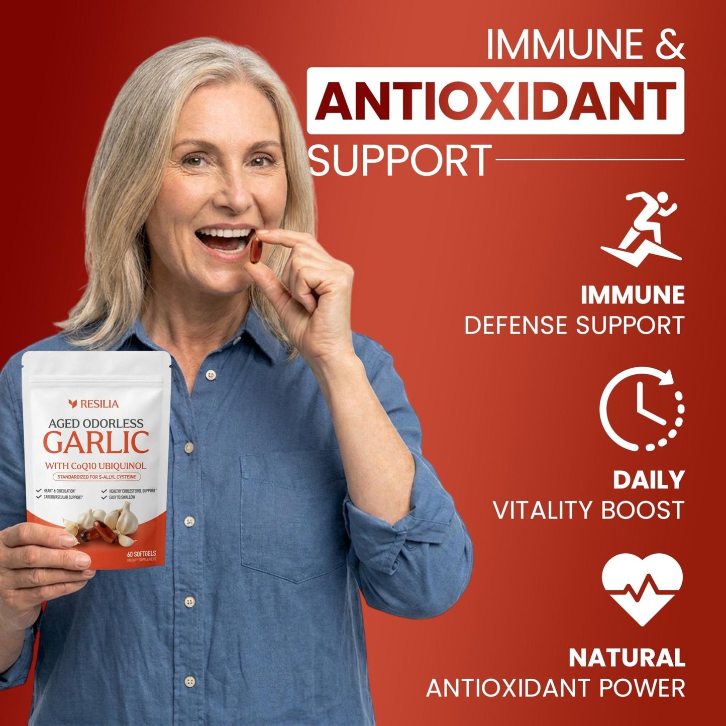 Resilia Garlic Extract 600mg Softgels (60ct) – Odorless Aged Garlic with CoQ10 Ubiquinol & Vitamin K2 as MK-7 – 20-Month Matured, Standardized for S-Allyl Cysteine - Heart & Immune Support - PrimeBioHealth - canada supplements