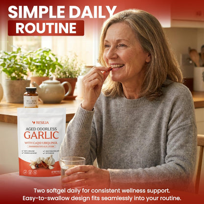 Resilia Garlic Extract 600mg Softgels (60ct) – Odorless Aged Garlic with CoQ10 Ubiquinol & Vitamin K2 as MK-7 – 20-Month Matured, Standardized for S-Allyl Cysteine - Heart & Immune Support - PrimeBioHealth - canada supplements