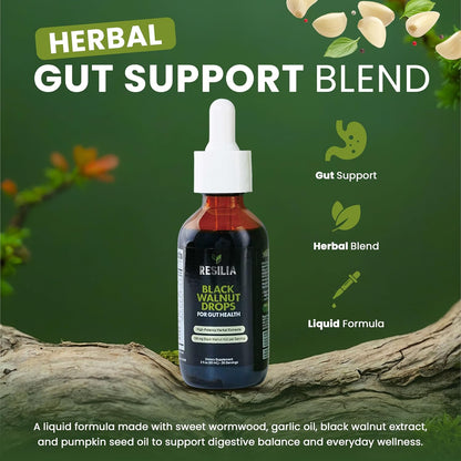 Resilia Herbal Cleanse Liquid Drops – Black Walnut & Wormwood Extract with Pumpkin Seed, Garlic & Turmeric – Alcohol-Free Tincture for Digestive & Daily Wellness Support, 2 fl oz - PrimeBioHealth - canada supplements