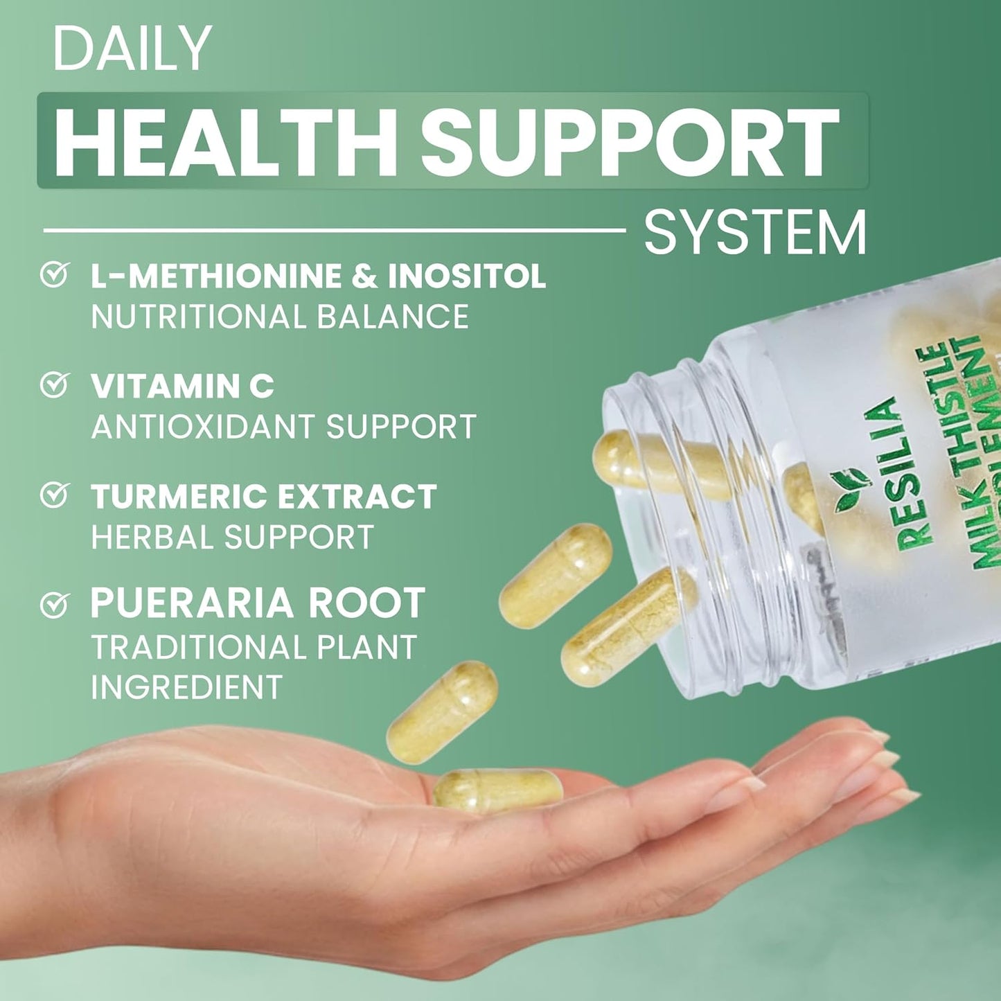 Resilia Milk Thistle Silymarin – 300 mg Supplement with Vitamin C, Inositol, Pueraria Root & Turmeric Extract, High-Absorption Antioxidant-Focused Plant Formula, 30 Vegetarian Capsules - PrimeBioHealth - canada supplements