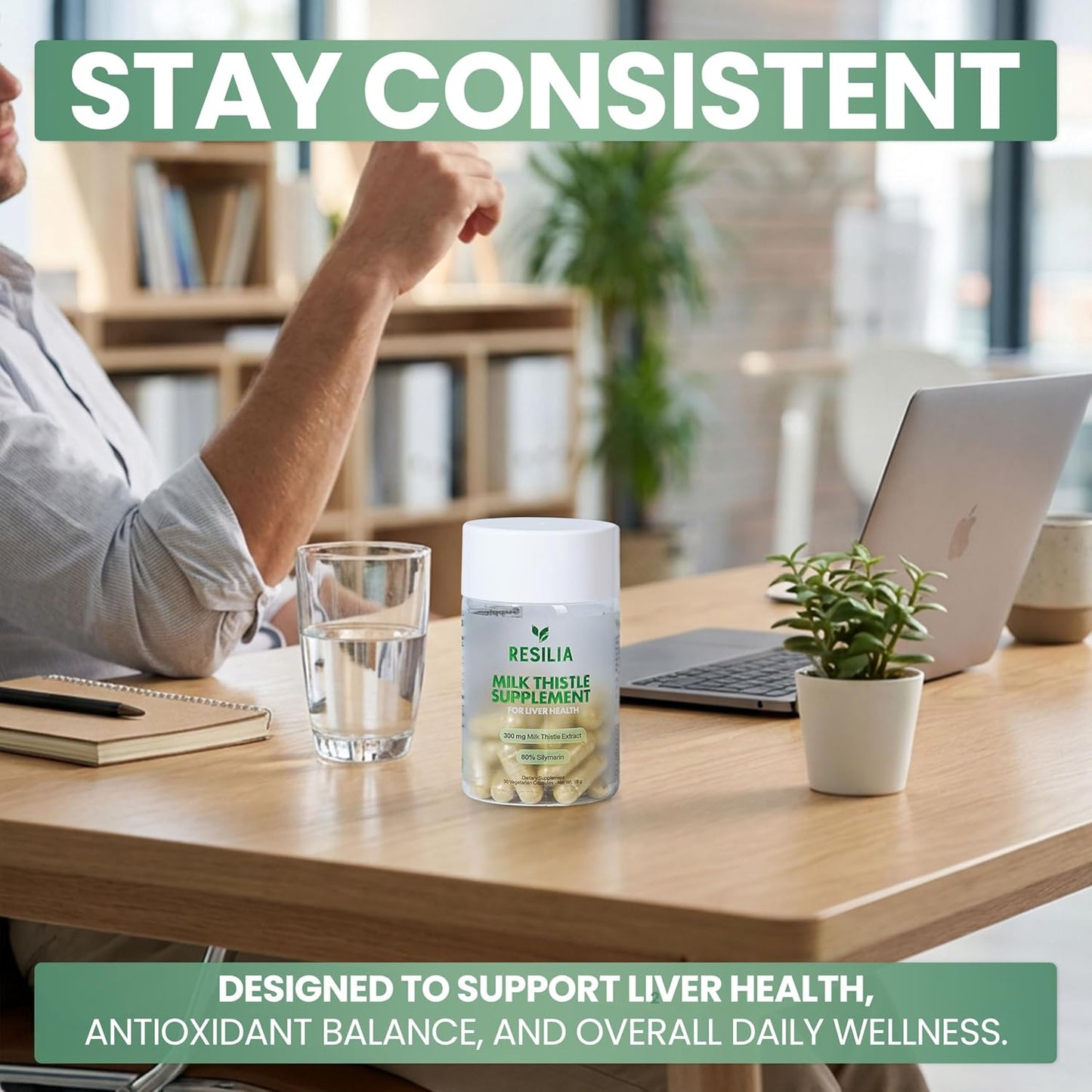 Resilia Milk Thistle Silymarin – 300 mg Supplement with Vitamin C, Inositol, Pueraria Root & Turmeric Extract, High-Absorption Antioxidant-Focused Plant Formula, 30 Vegetarian Capsules - PrimeBioHealth - canada supplements