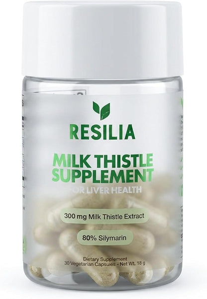 Resilia Milk Thistle Silymarin – 300 mg Supplement with Vitamin C, Inositol, Pueraria Root & Turmeric Extract, High-Absorption Antioxidant-Focused Plant Formula, 30 Vegetarian Capsules - PrimeBioHealth - canada supplements