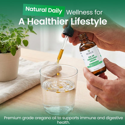 Resilia Premium Oregano Oil Drops – High Potency 34mg Per Serving – Herbal Antioxidant Formula for Immune Support – Non-GMO, Easy-to-Use Liquid Supplement, 60ml - PrimeBioHealth - canada supplements