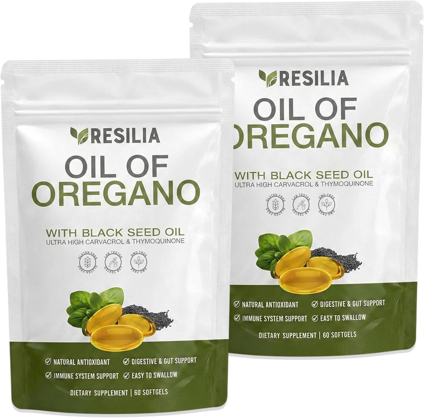 Resilia Softgels with Black Seed Oil – Premium Grade Oregano Oil Capsules for Immune & Digestive Support – Non-GMO, Gluten-Free Softgels – Natural Herbal Wellness Supplement (60 Count) - PrimeBioHealth - canada supplements