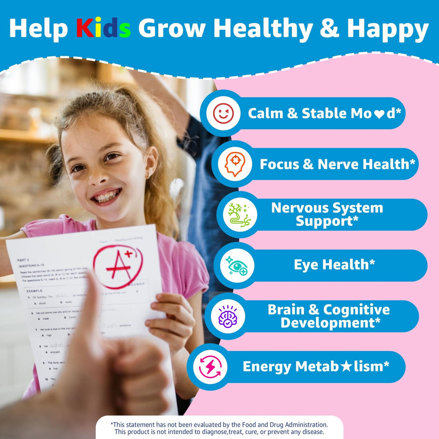 Saffron +Magnesium Glycinate +Omega-3 - Calm Focus Gummies for Kids 4+, Saffron Extract Supplement with L-Theanine, Holy Basil, Rosemary, B6, D3 for Happy Mood, Cognition, Nerve, Sugar Free, 2 Pack - PrimeBioHealth - canada supplements