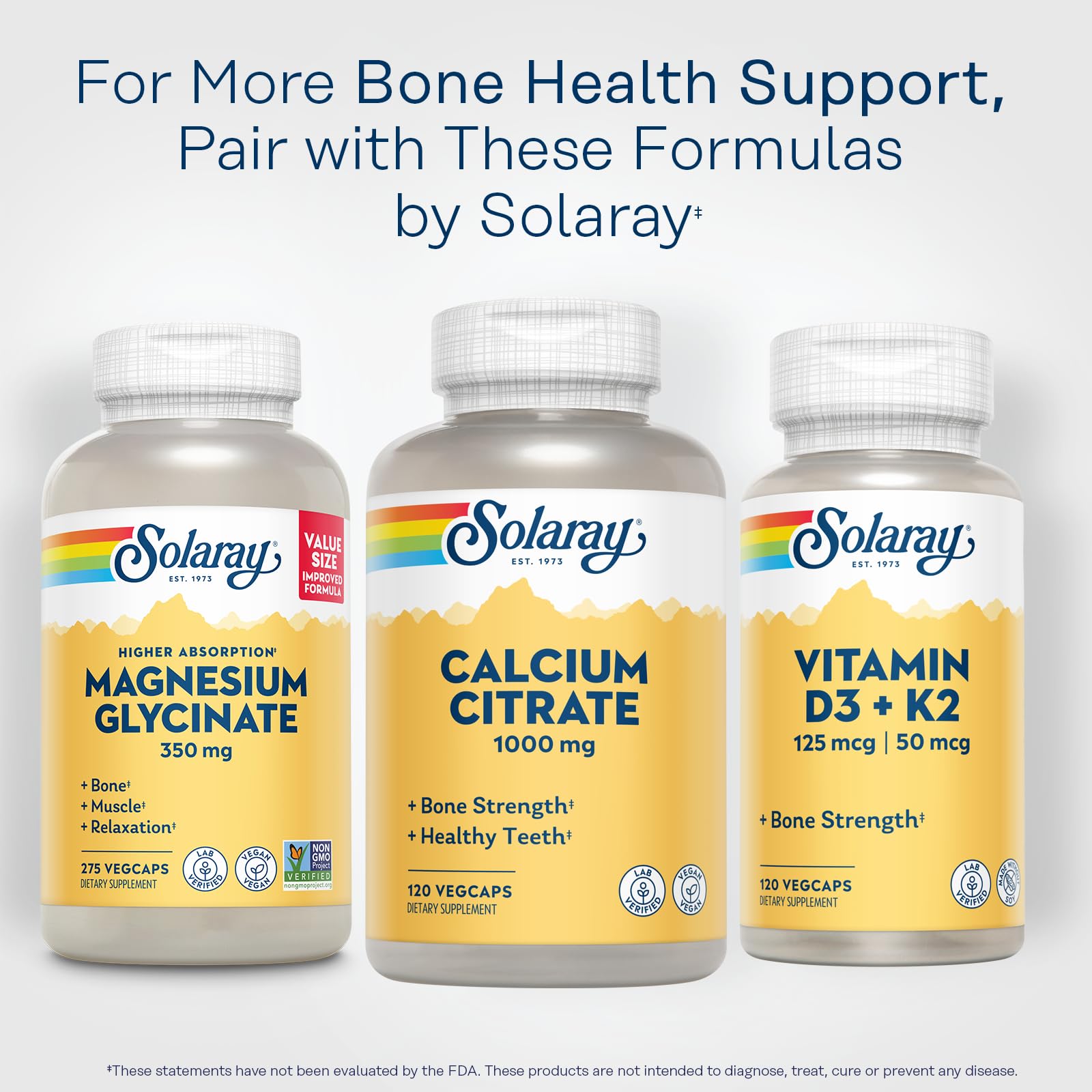 Solaray Calcium Citrate 1000mg - Chelated Calcium Supplement - Supports Bone Strength and Healthy Teeth - Easy to Digest - Vegan - 68 Servings, 275 VegCaps - PrimeBioHealth - canada supplements