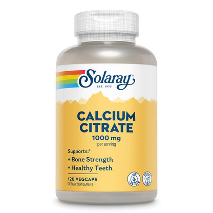 Solaray Calcium Citrate 1000mg - Chelated Calcium Supplement - Supports Bone Strength and Healthy Teeth - Easy to Digest - Vegan - 68 Servings, 275 VegCaps - PrimeBioHealth - canada supplements