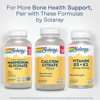 Solaray Calcium Citrate 1000mg - Chelated Calcium Supplement - Supports Bone Strength and Healthy Teeth - Easy to Digest - Vegan - 68 Servings, 275 VegCaps - PrimeBioHealth - canada supplements