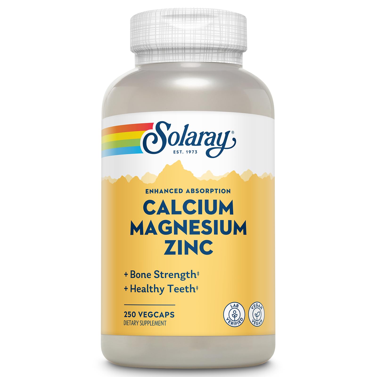 SOLARAY Calcium Magnesium Zinc Supplement - with Calcium 1000mg, Magnesium 500mg - Bone Health, Muscle Function, Heart Health and Immune Support - Vegan, 60 Day Guarantee, 68 Servings, 275 VegCaps - PrimeBioHealth - canada supplements