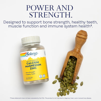 SOLARAY Calcium Magnesium Zinc Supplement - with Calcium 1000mg, Magnesium 500mg - Bone Health, Muscle Function, Heart Health and Immune Support - Vegan, 60 Day Guarantee, 68 Servings, 275 VegCaps - PrimeBioHealth - canada supplements
